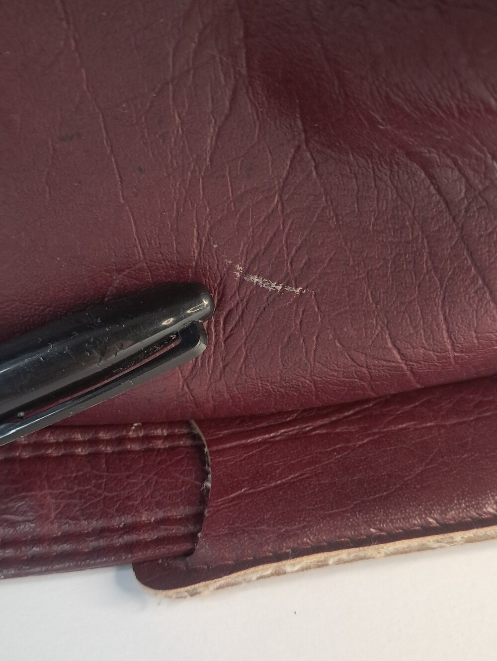 Vintage 1980s Samsonite Burgundy Leather Briefcase Flapover Attache Mexico - Picture 14 of 16
